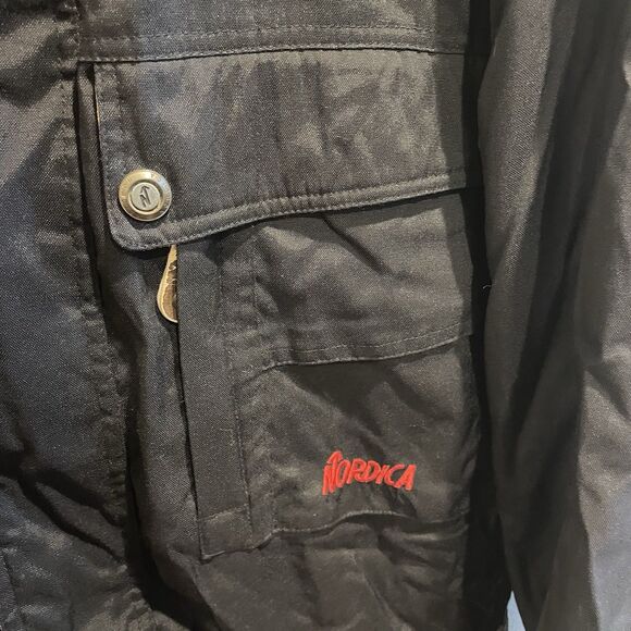 Vtg Classic NORDICA Sportsystem Men's Long Ski Snowboard Jacket M Black Red - Picture 2 of 9